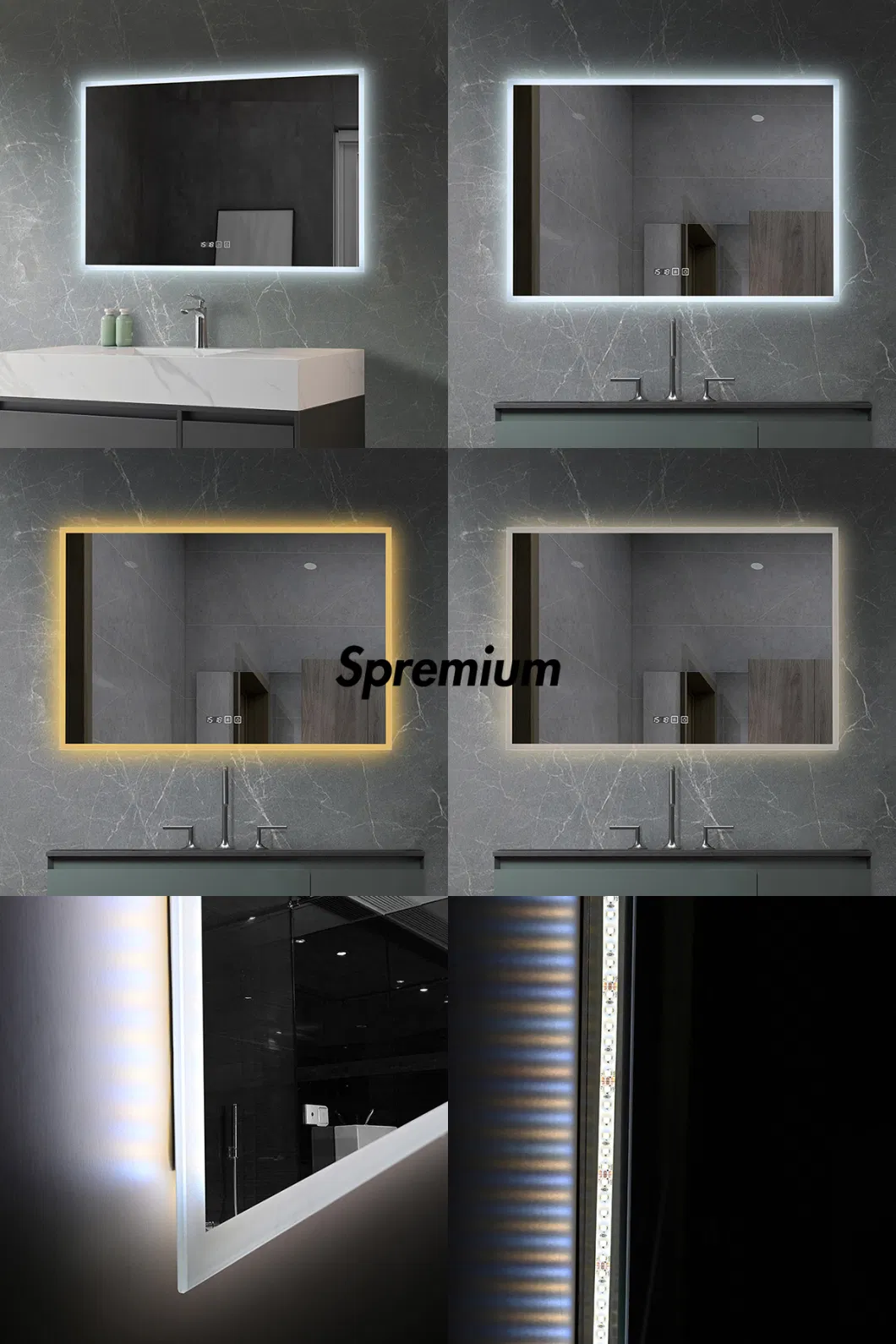 Wholesale Home Decor Rectangle Smart Glass Vanity Furniture LED Bathroom Vanity Wall Luminous Mirror