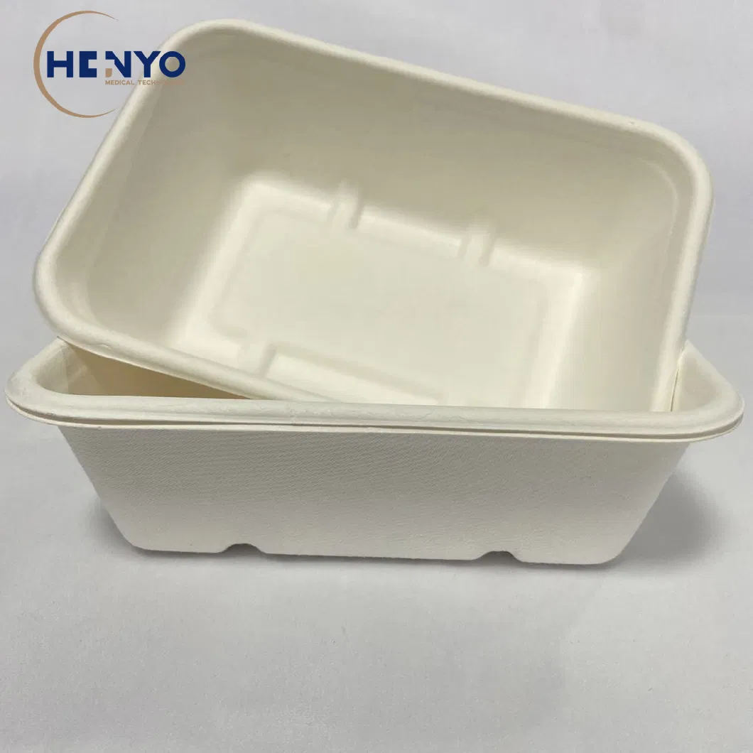 Disposable Biodegradable Bagasse Tableware 750ml Square Lunch Box Meal Box