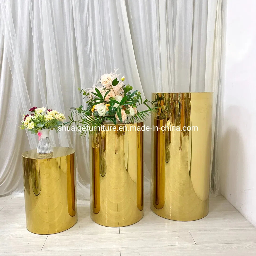 Golden Cake Stand Pillar Wedding Decoration Candle Holder Plinths