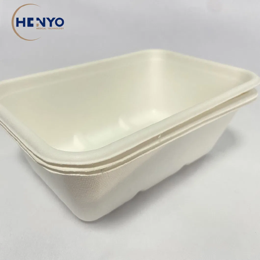 Disposable Biodegradable Bagasse Tableware 850ml Square Lunch Box Meal Box