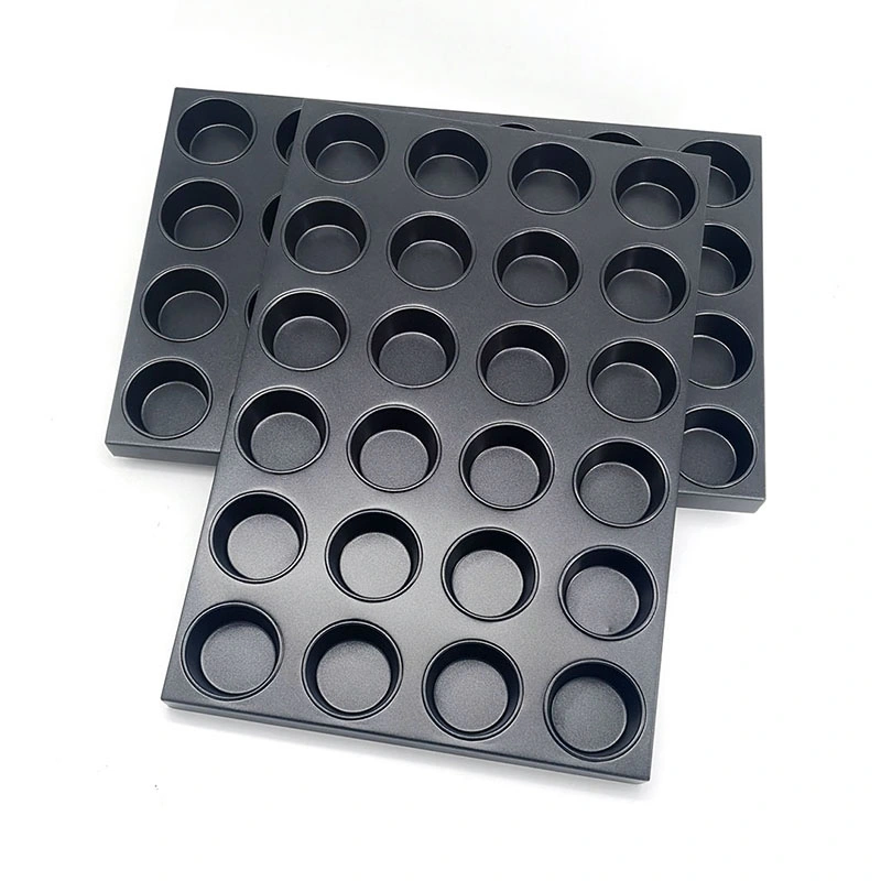 ODM&OEM High Quality Durable Industrial Metal Non Stick Round 24 Cupcake Muffin Mini Cake Moulds Baking Tray