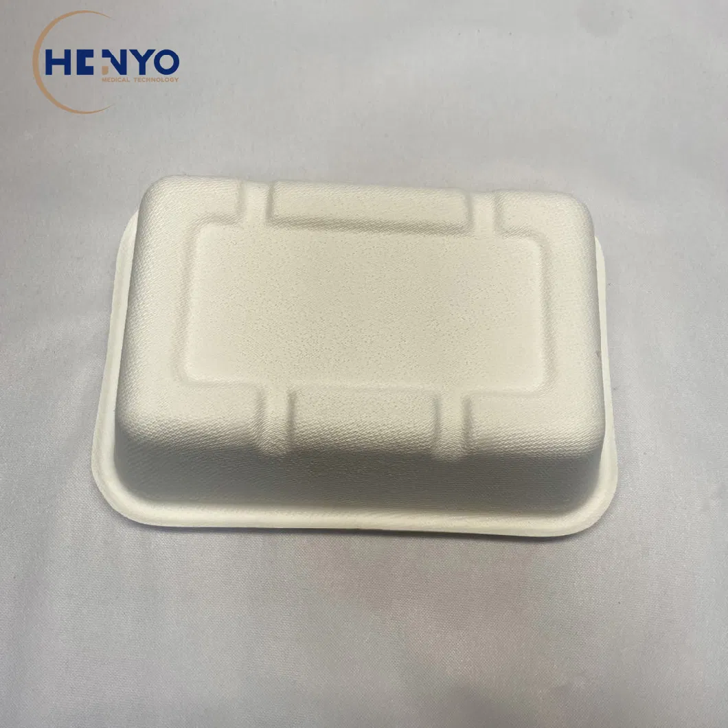 Disposable Biodegradable Bagasse Tableware 750ml Square Lunch Box Meal Box