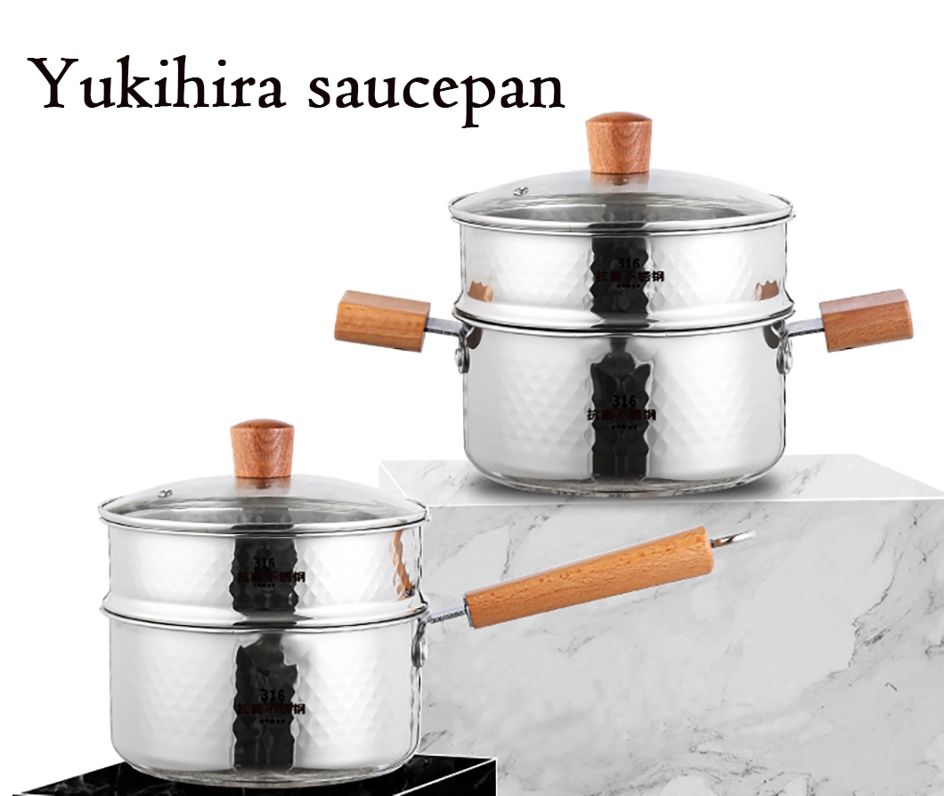 Stainless Steel Saucepan with Long Steel Handle Soup Pot with Pouring Mouth