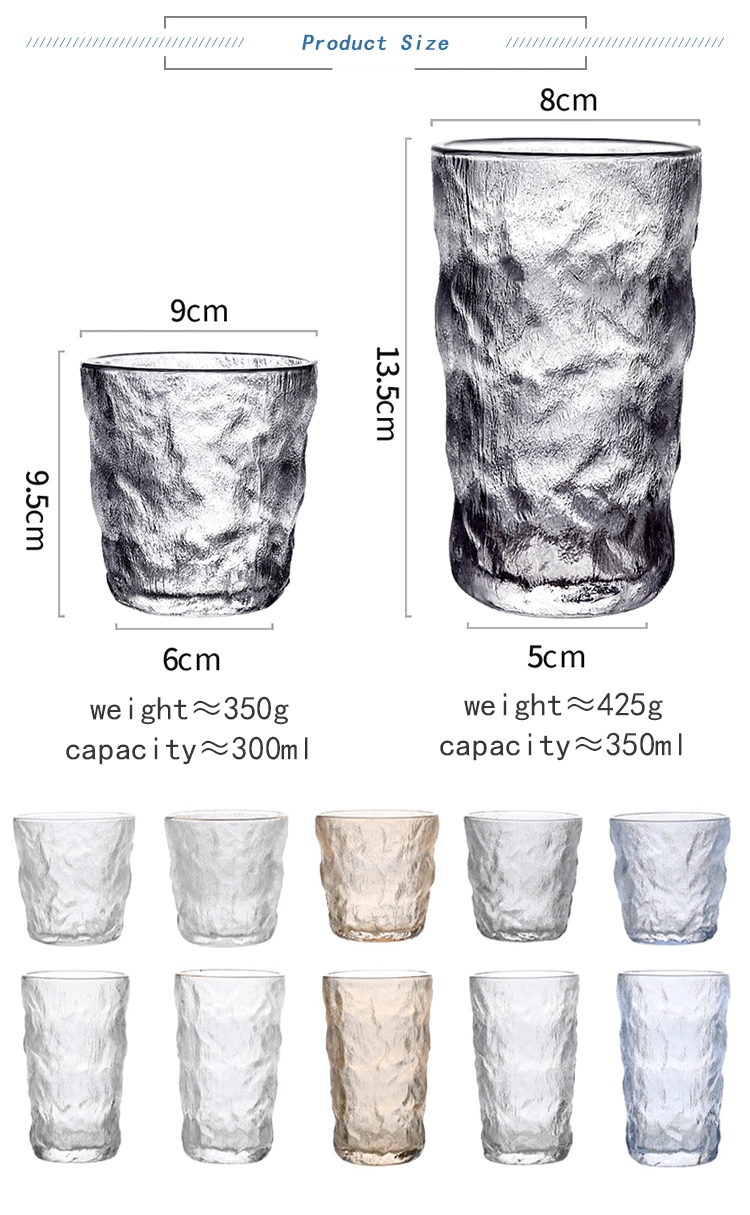 Free Sample Ins Style Glacier Pattern Whiskey Glass Creative Thick Bottom Bar Wine Glasses Cup 350ml