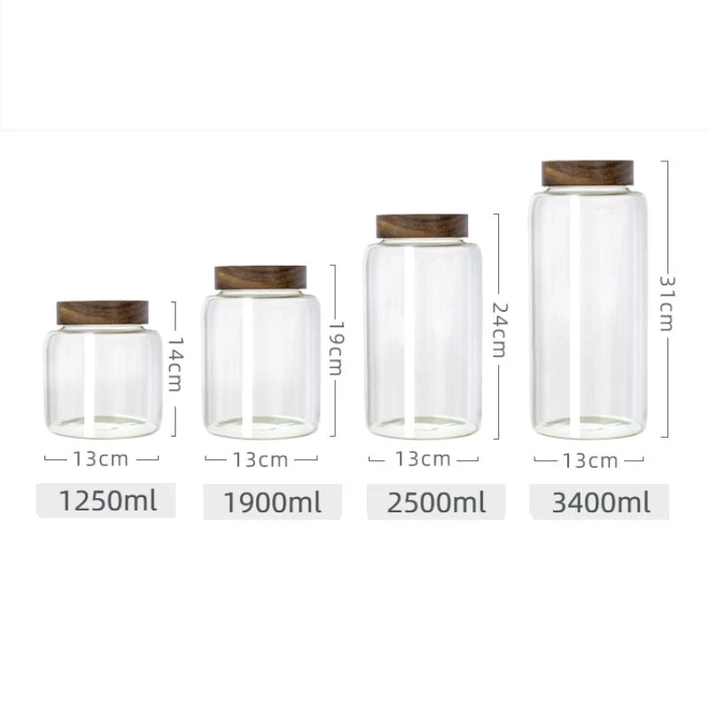 Clear Glass Kitchen Canister for Pantry Food Storage Glass Jars