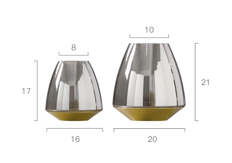 Luxury Modern Grey Glass Vase with Brass Base