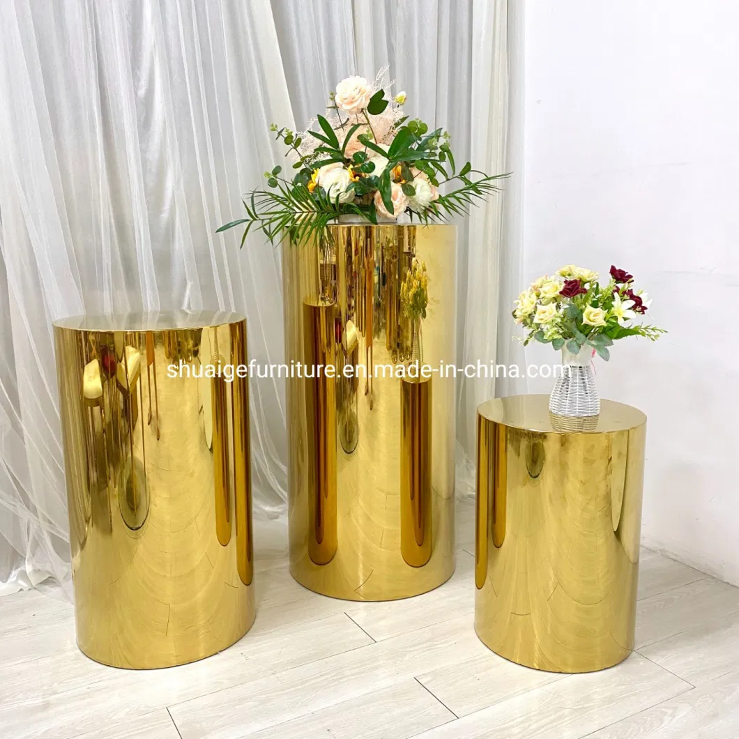 Golden Cake Stand Pillar Wedding Decoration Candle Holder Plinths