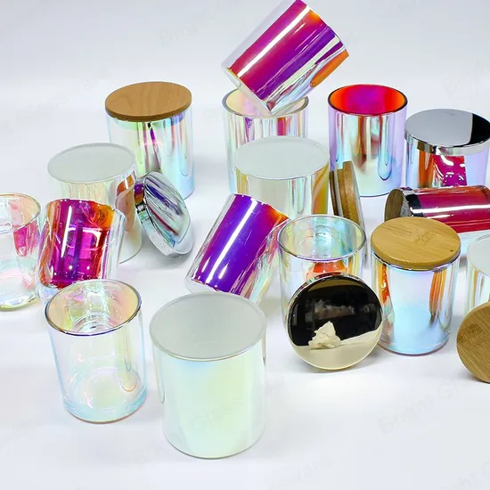 Luxury Iridescent Candle Jar Holographic Candle Holder with Metal Lid ...