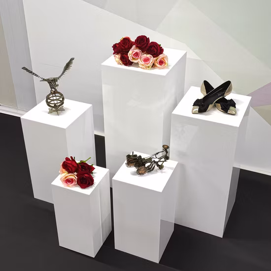 Customized Wedding Transparent Square Custom Clear White Flower Cake Display Acrylic Stand for Store