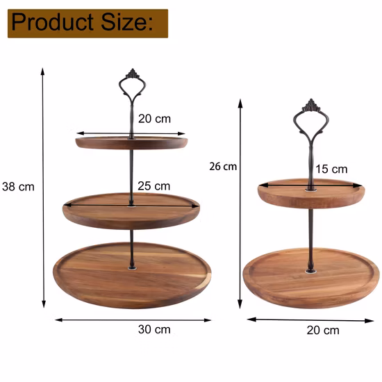 Wholesale Morden Round Wooden Fruit Tray Display Wedding Party Rack 3 Tier Cake Tray Stands