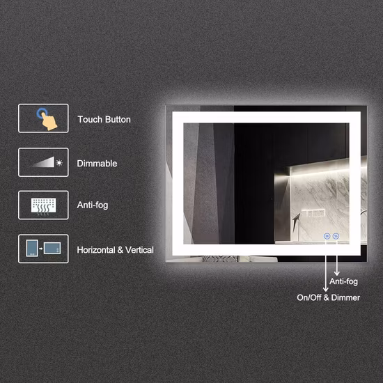 Home Hospitality Hotel CE/UL/cUL Certificate Various Shape Designed Backlit Illuminated Bathroom Wall Mounted Lighted LED Mirror for Bath Supplies